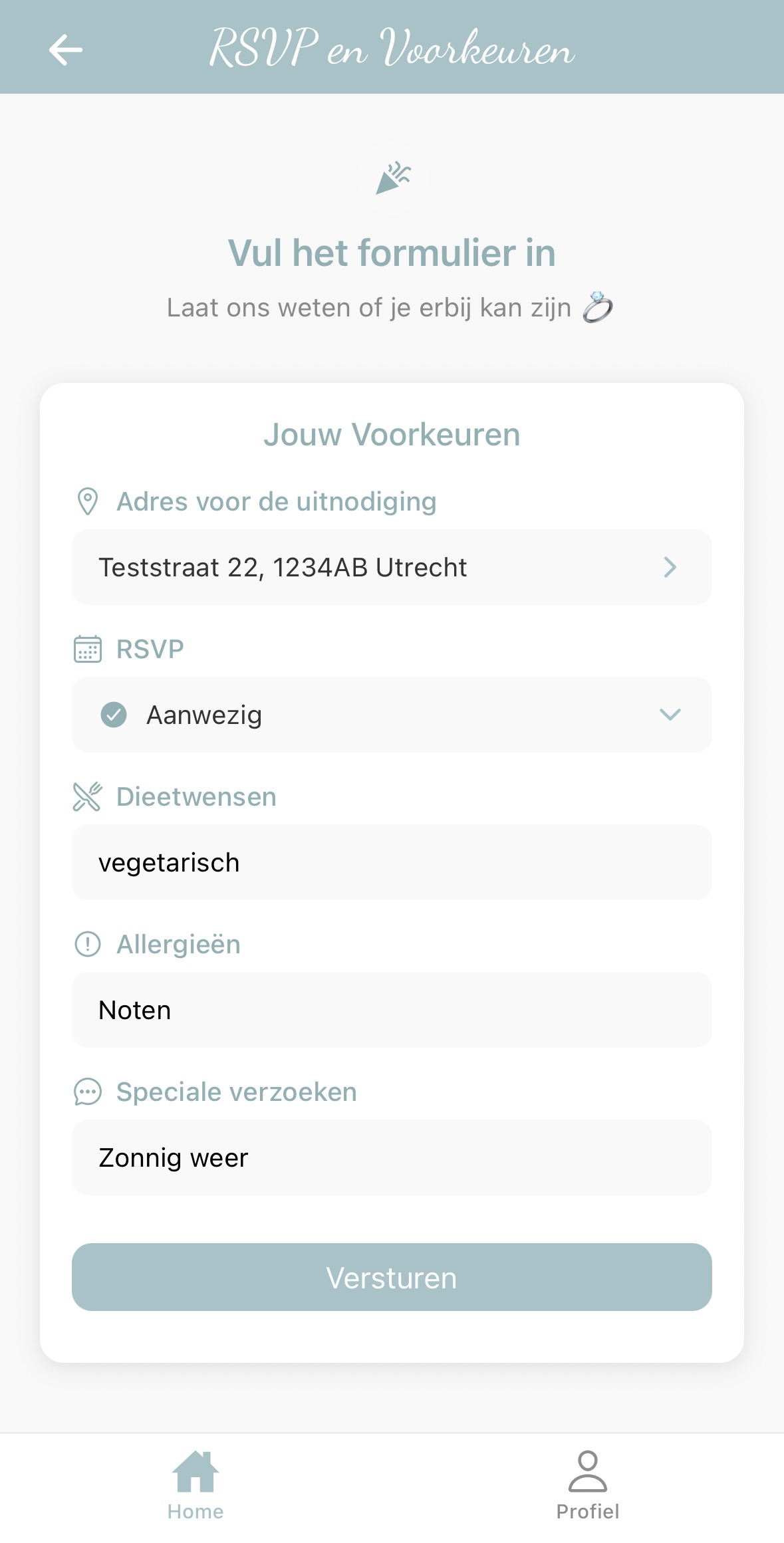 Gasten app interface